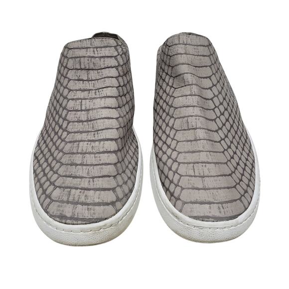 VINCE Blair Snakeskin Embossed Leather Skate Sneakers Women 7.5 M Gray Slip on - Picture 3 of 11
